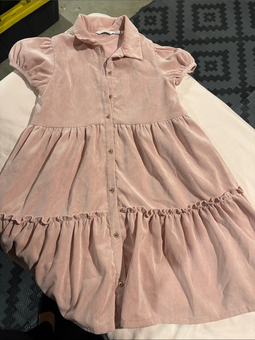 Janie and Jack Blush Pink Button-Front Tiered Dress